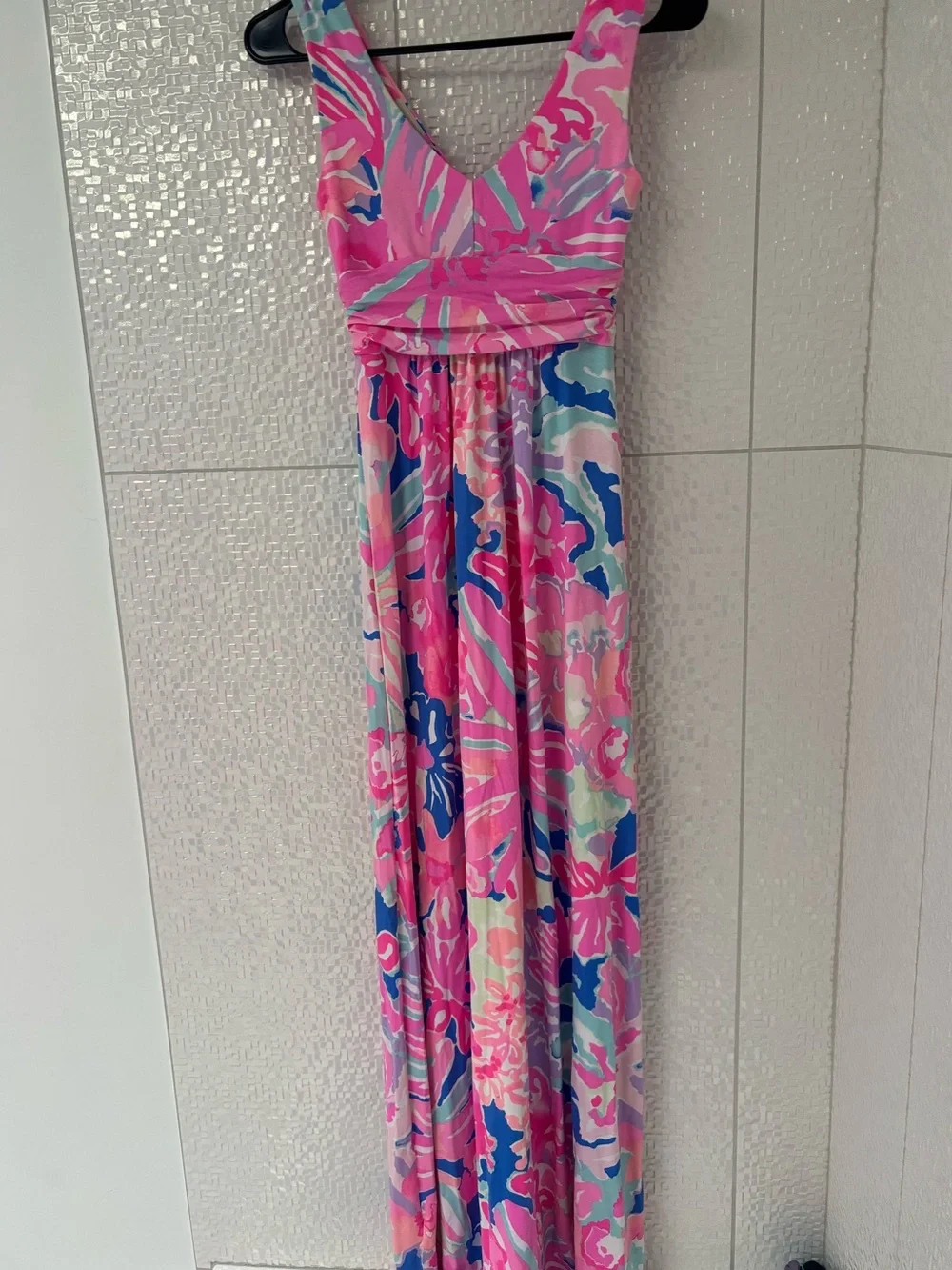 Lilly Pulitzer Tropical Print Maxi Dress in Pink Blue
